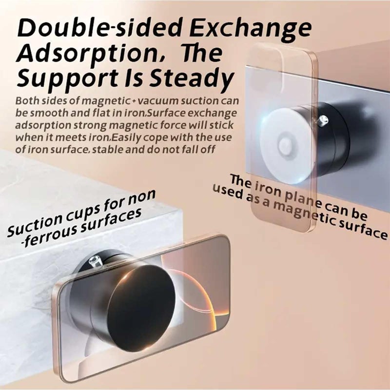 Oudvaker Foldable Magnetic Vacuum Phone Holder, 360° Electric Suction Car Mount, Double-Sided Swivel Stand for Car, Mirror, Gym, Kitchen, Hands-Free Portable Phone Holder (Wihte) - Image 5